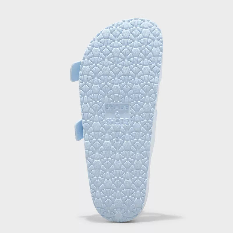 Women's Neida Eva Two Band Foot Bed Slide Sandals Light Blue