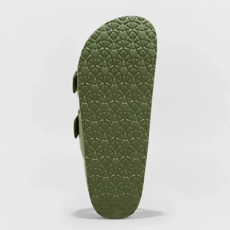 Women's Neida Two Band Foot Bed Slide Sandals Shade & Shore Olive Green