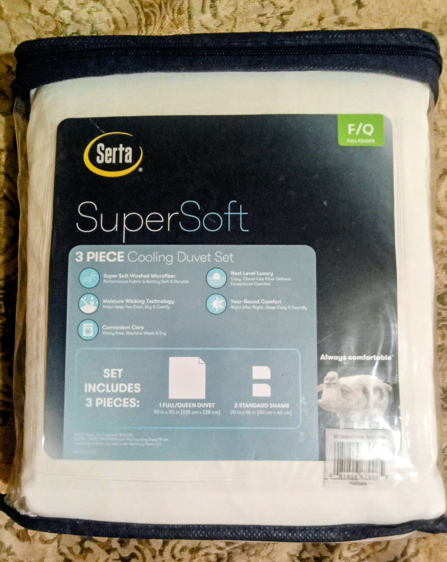 Serta Super Soft 3 Piece Cooling Duvet Cover Set Full / Queen White