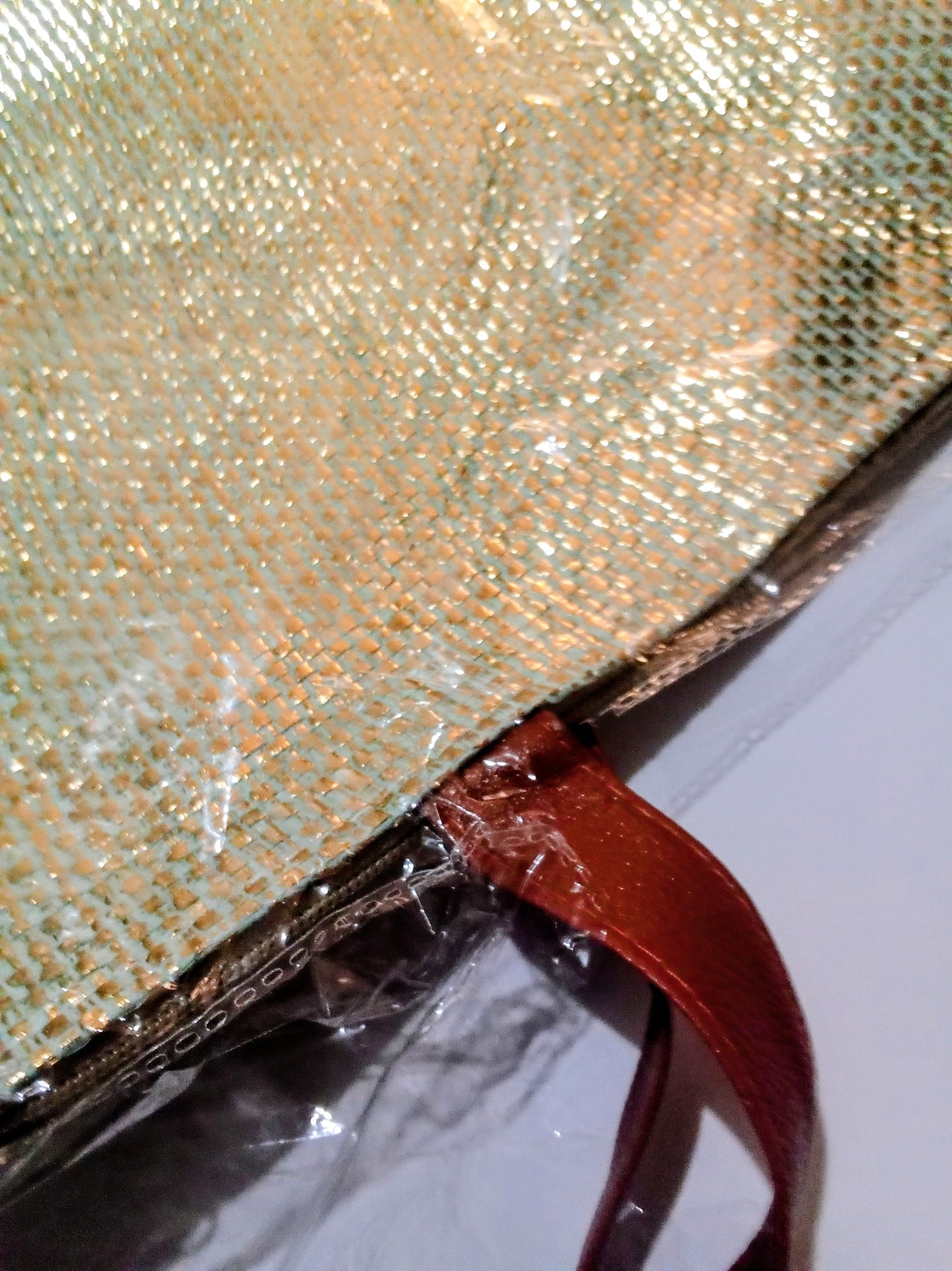 Basket Weave Gold Glitter Tote Bag With Zipper Inside Zip Compartment