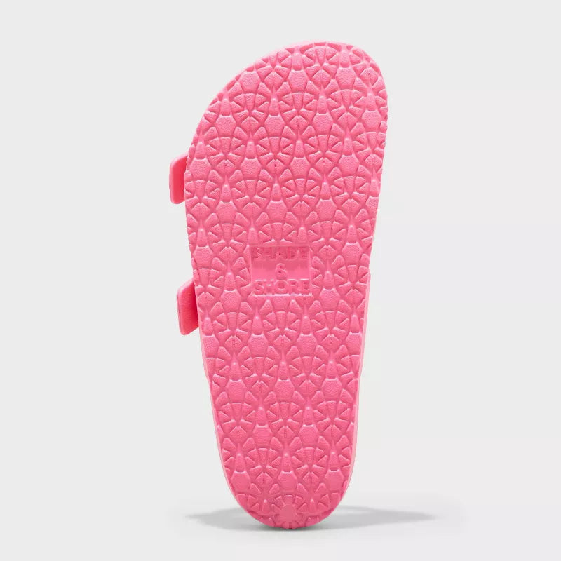 Women's Neida Two Band Foot Bed Slide Sandals Hot Pink