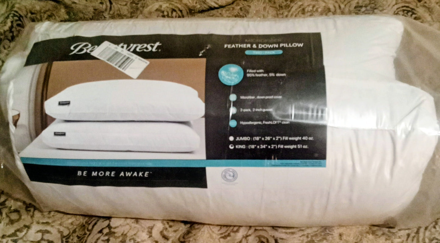 Beautyrest Feather & Down Pillow Two Pack White King Size