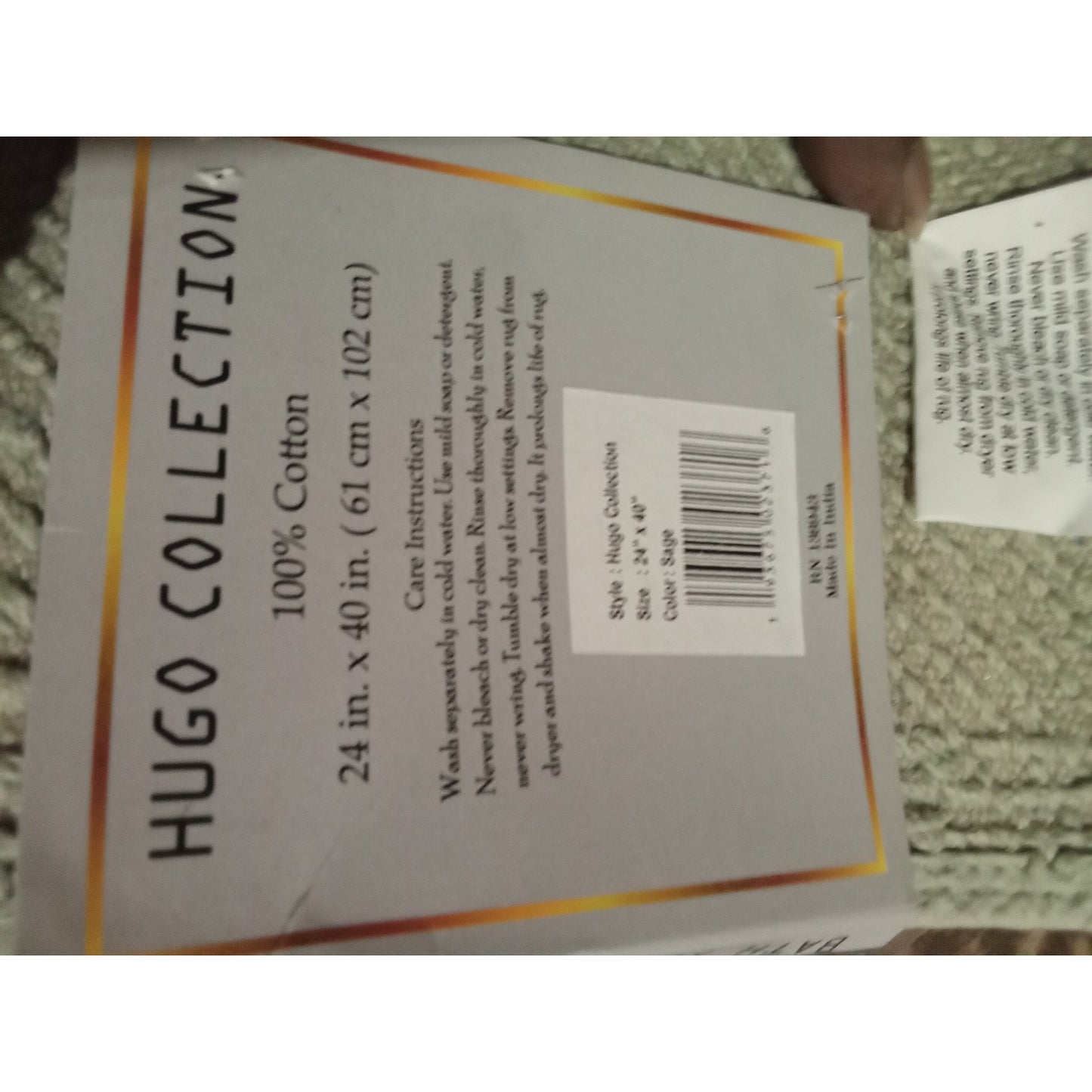 Better Trends Hugo 100% Cotton Tufted Non-Slip Backing Bath Rug 24" x 40" Sage