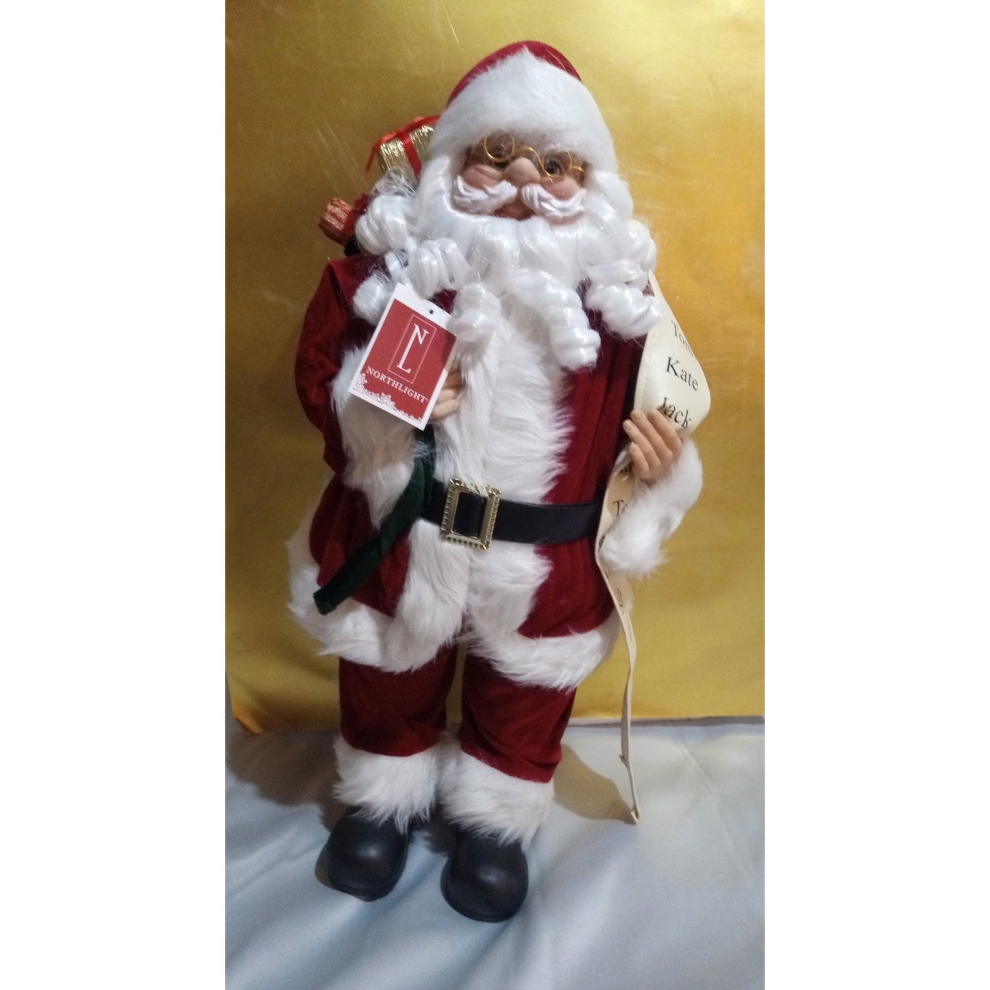 Northlight 24" Santa Claus with Bag of Gifts and Naughty or Nice List Figure