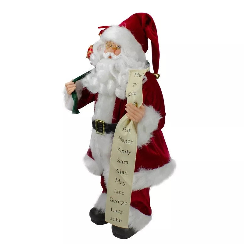 Northlight 24" Santa Claus with Bag of Gifts and Naughty or Nice List Figure