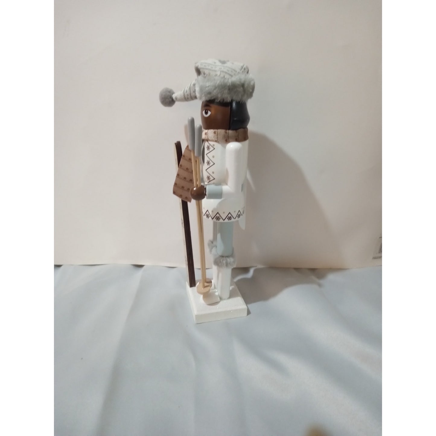 North Pole Trading Co 14inch Ski Girl African American Christmas Nutcracker Gray