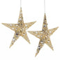 North Pole Trading Co. Glitter Beaded Star Set 2-pc. Christmas Ornament Gold