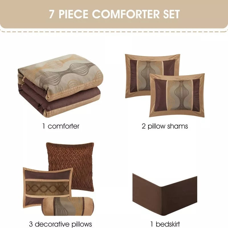 Nanshing 7 Piece California King Kath  Comforter Set Bronze