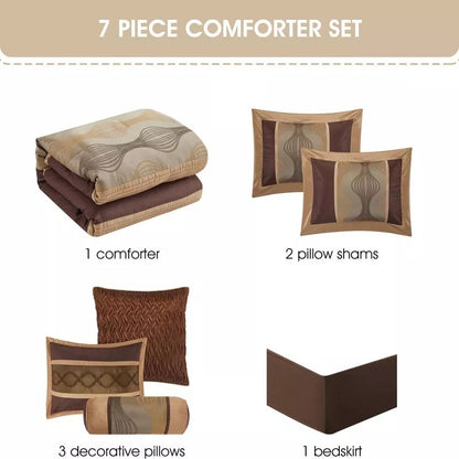 Nanshing 7 Piece California King Kath  Comforter Set Bronze
