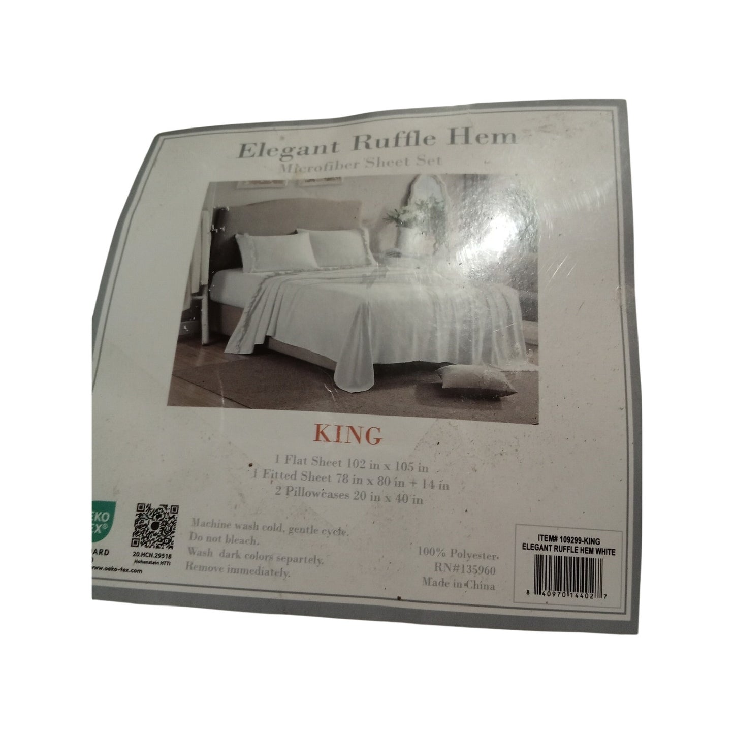 Swift Home Elegant Ruffle Hem Wrinkle Resistant King Size White Sheet Set