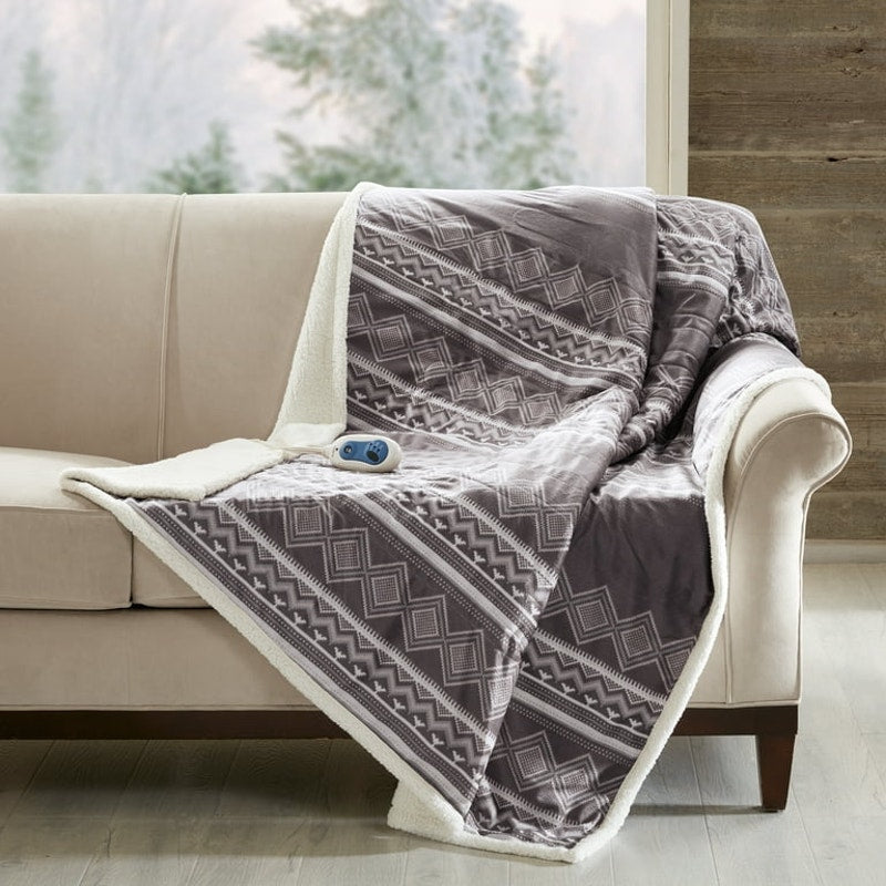 Woolrich Luxury Heated Mink to Berry Warm & Cozy Oversized Throw Blanket Gray
