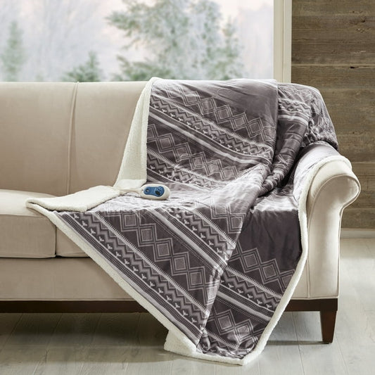 Woolrich Luxury Heated Mink to Berry Warm & Cozy Oversized Throw Blanket Gray