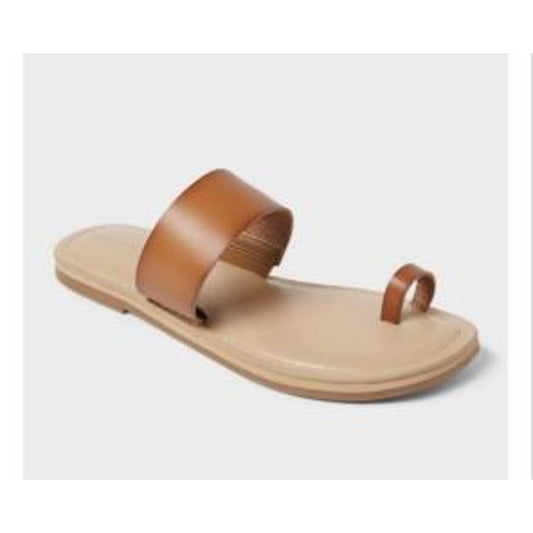 Juno Toe Ring Boho Flat Sandals Tan Size 7
