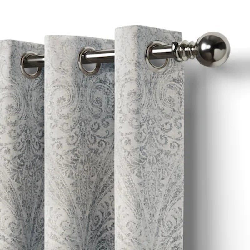 Julianne Window Panel Vintage Paisley Print Room Darkening Curtains Gray 95 Inch