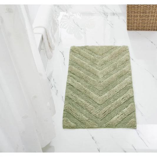 Better Trends Hugo 100% Cotton Tufted Non-Slip Backing Bath Rug 24" x 40" Sage