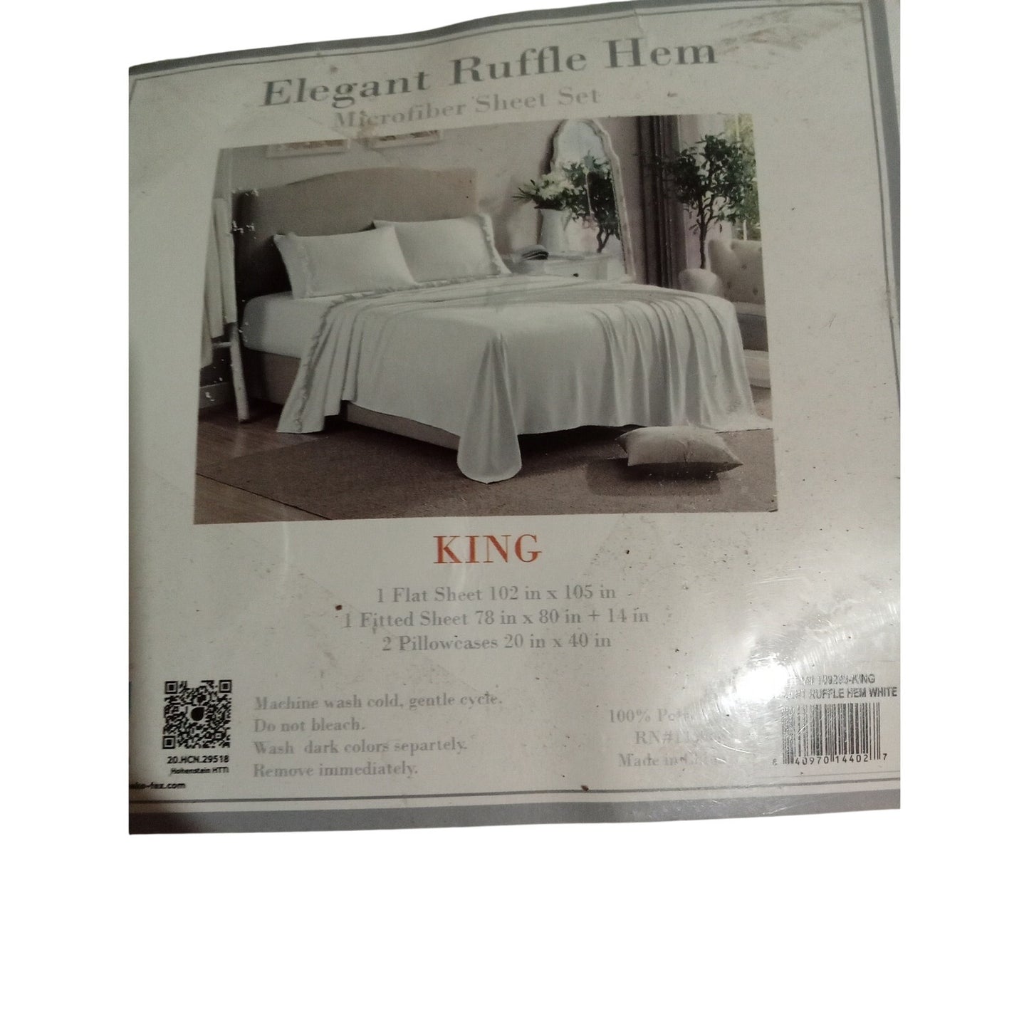 Swift Home Elegant Ruffle Hem Wrinkle Resistant King Size White Sheet Set