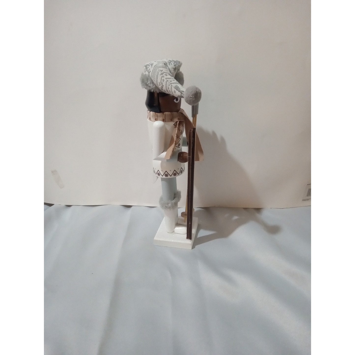 North Pole Trading Co 14inch Ski Girl African American Christmas Nutcracker Gray