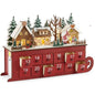 North Pole Wooden Advent Christmas Sleigh Pop Out Draw Light Up Calendar