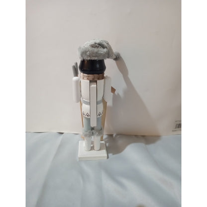 North Pole Trading Co 14inch Ski Girl African American Christmas Nutcracker Gray