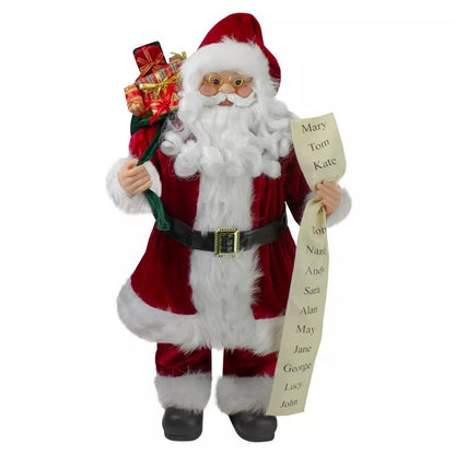 Northlight 24" Santa Claus with Bag of Gifts and Naughty or Nice List Figure