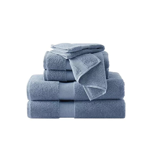 Brooklyn Loom Super Soft 100% Turkish Cotton 6 Piece Bath Towel Set Blue