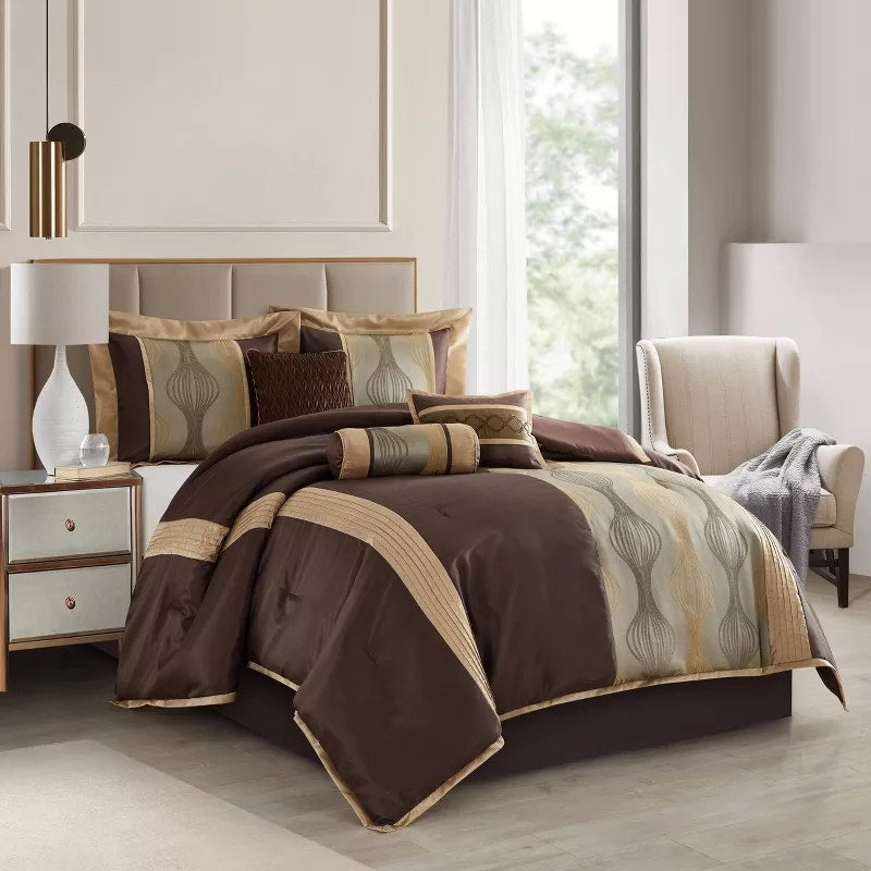 Nanshing 7 Piece California King Kath  Comforter Set Bronze