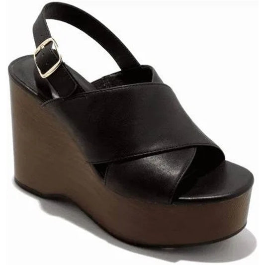 Naomi Boho Wood Wedge Platform Chunky Heels with Memory Foam Insole Size 9