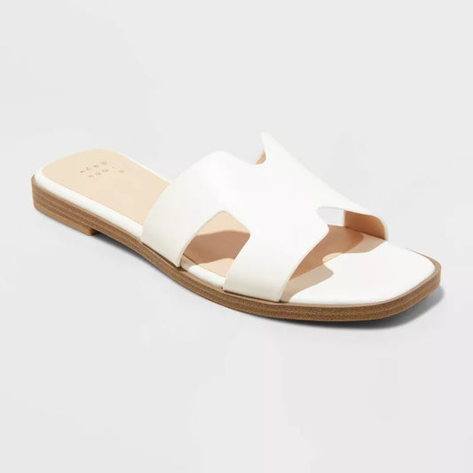 Women's Nina Slide Sandals A New Day White