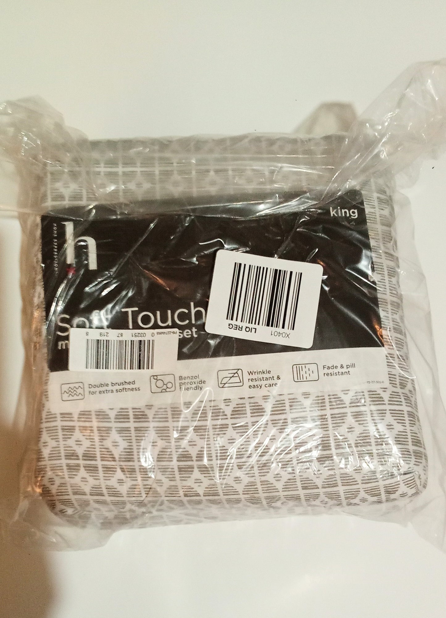 Home Expressions Soft Touch Micro Sheet Set Geo Gray Drizzle King Size