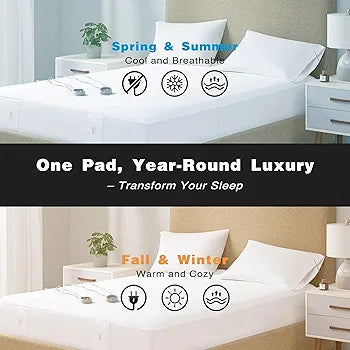 Beauty Rest Cool Touch Heated Mattress Pad Twin Size White