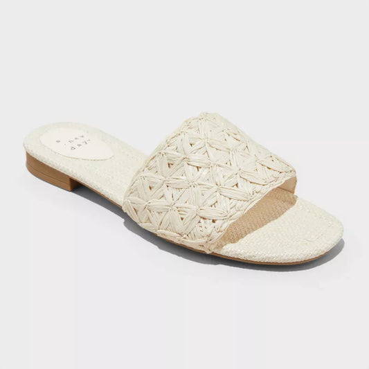 Women Woven Ariella Slip on Sandals White Memory Foam