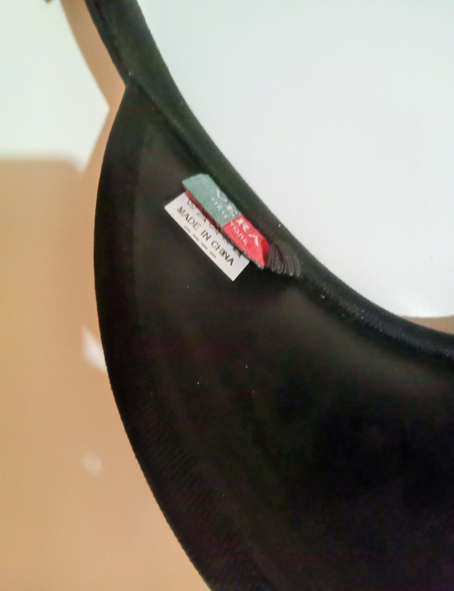 White Linked Print Straw Visor Cap Black Adjustable Strap