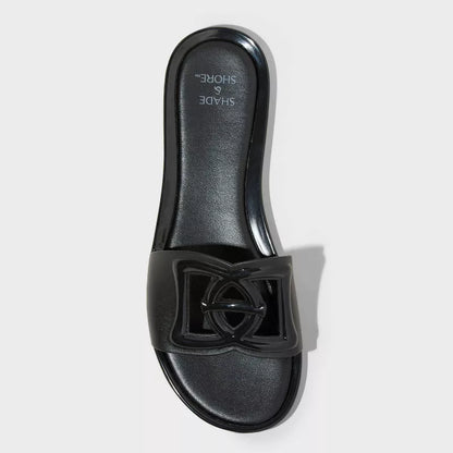 Women's Dove Cut Out Slide Sandals Black Size 7