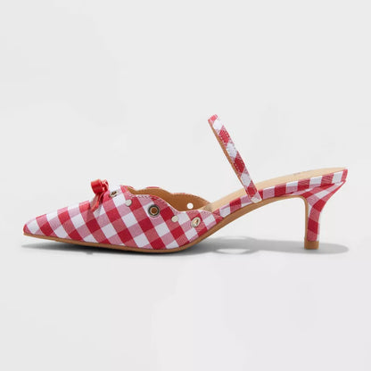 Women's Lysandra Gingham Eyelet Kitten Heels - Wild Fable Red Size 9