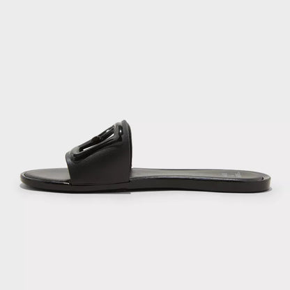Women's Dove Cut Out Slide Sandals Black Size 7