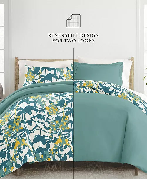 I Enjoy Reversible Patterned 3 Piece Duvet Cover Set King / Cal Teal