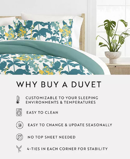 I Enjoy Reversible Patterned 3 Piece Duvet Cover Set King / Cal Teal