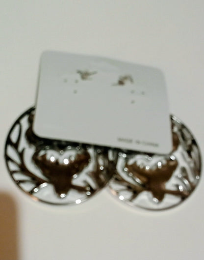 Owl Drop Fish Hook Earrings Silver