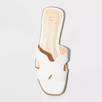 Women's Nina Slide Sandals A New Day White