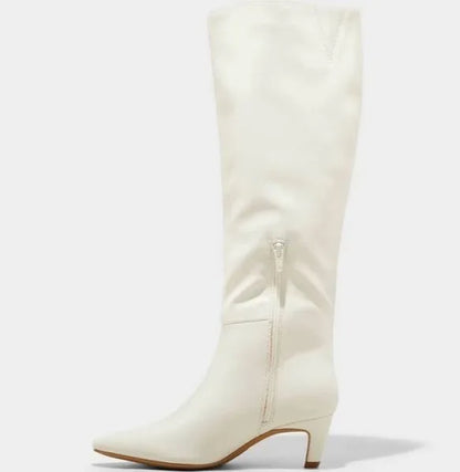 Women's Universal Thread Kendra Kitten Heel Tall Dress Boots White Various Sizes