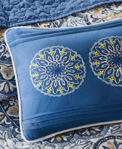 Madison Park Reversible Quilt Set  6 Piece Tangiers Blue Cal King