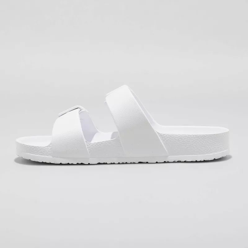Women's Neida Eva Two Band Foot Bed Slide Sandals Shade & Shore White Various Sizes