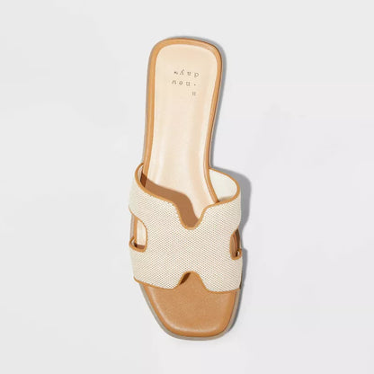 Women's Nina Slide Sandals A New Day Khaki