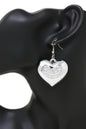 Women's I Love You Heart Drop Fish Hook Earrings Silver