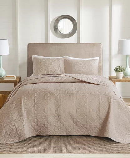 510 Design 3 Piece Bedspread Set Khaki Full / Queen Size