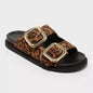 Women's Collin Double Buckle Footbed Sandals - Universal Thread Leopard Print Size 7
