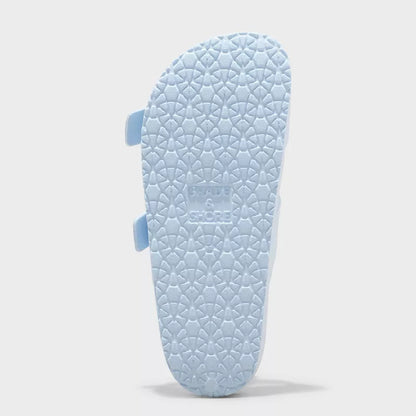 Women's Neida Eva Two Band Foot Bed Slide Sandals Light Blue