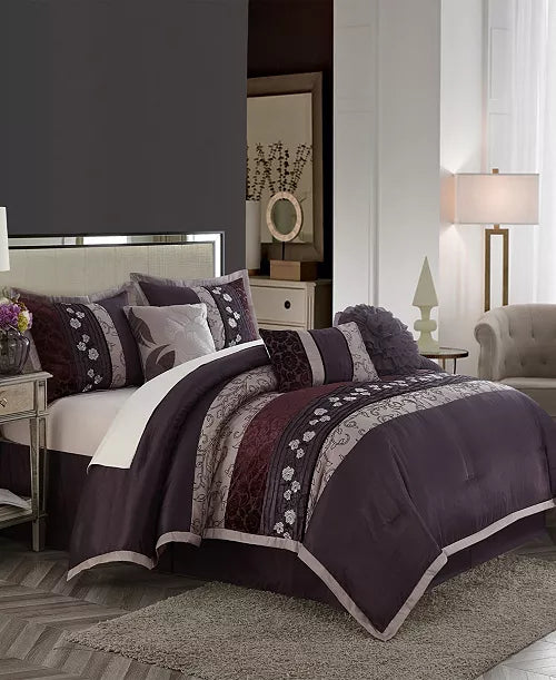 Riley Purple 7 Piece Comforter set King Size