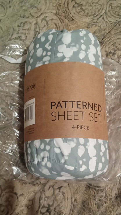 I Enjoy Patterned Sheet Set Queen Size L Blue