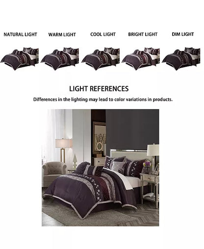 Riley Purple 7 Piece Comforter set King Size